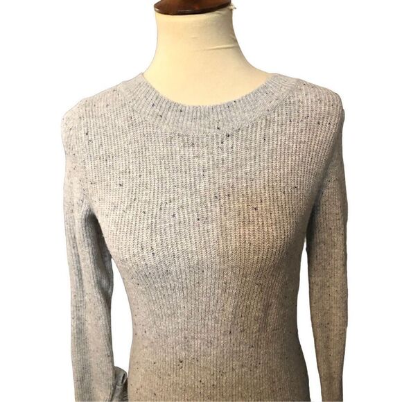 Loft gray speckled sweater dress with ribbon accents at sleeve cuffs size XS - Picture 2 of 10